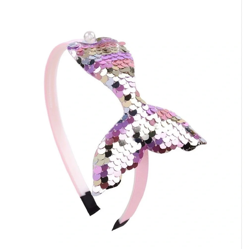 HEADBAND. Light pink and lavender sequins. Mermaid tail